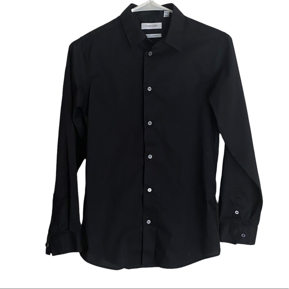 Calvin Klein black button down dress shirt